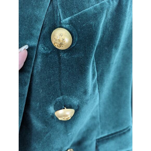The Extreme Collection Velvet Blazer Green Double Breasted Gold Button Spain 42 - Picture 6 of 13